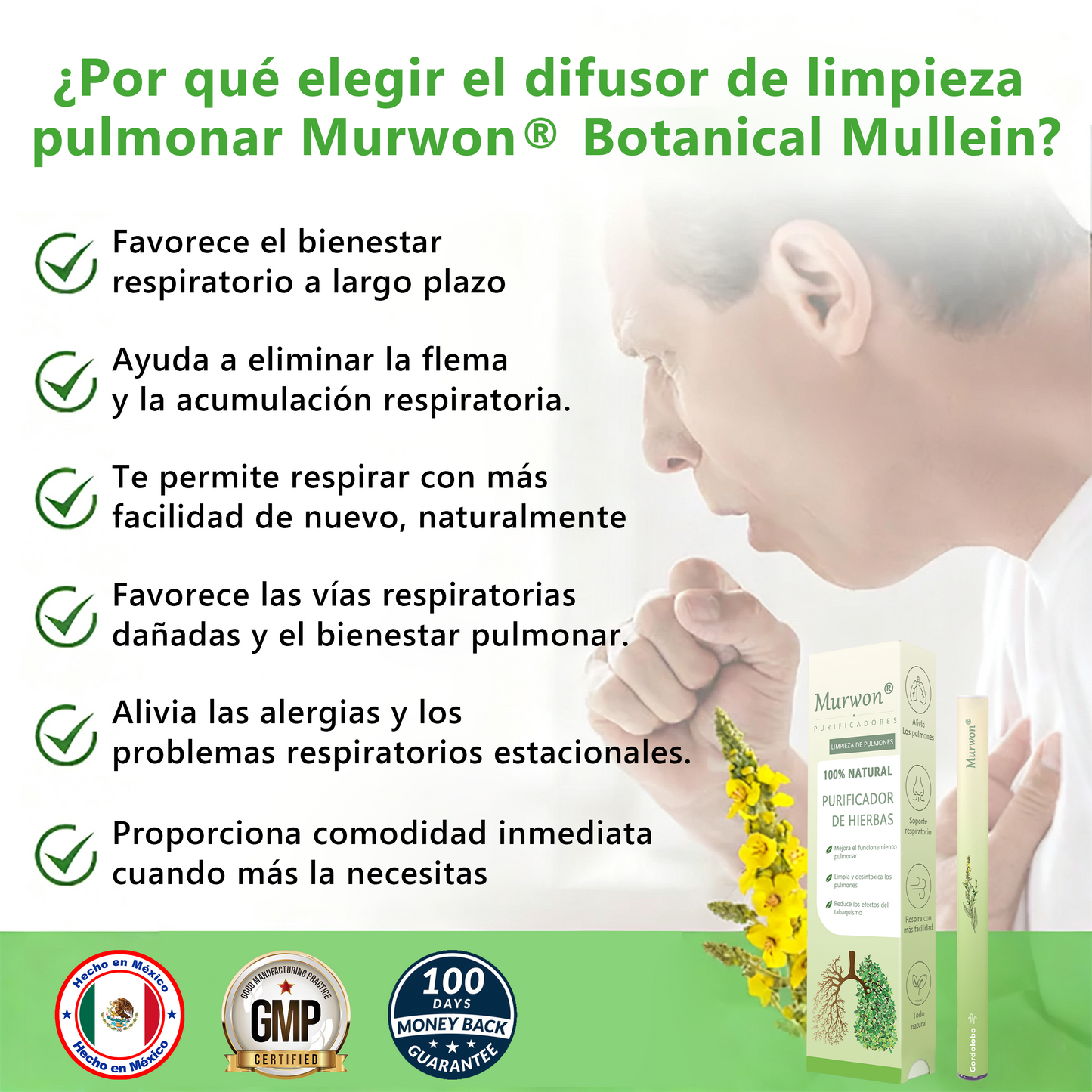 𝐓𝐢𝐞𝐧𝐝𝐚 𝐨𝐟𝐢𝐜𝐢𝐚𝐥 ✨𝐌𝐮𝐫𝑤𝗈𝒏® Difusor Botánico de Mullein para Limpieza de Pulmones (🫁 Tos, faringitis, dificultad para respirar, flema, congestión nasal, bronquitis, síntomas alérgicos, malestar pulmonar)2🔥