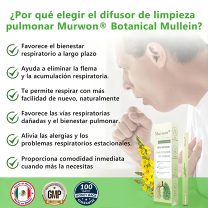 𝐓𝐢𝐞𝐧𝐝𝐚 𝐨𝐟𝐢𝐜𝐢𝐚𝐥 ✨𝐌𝐮𝐫𝑤𝗈𝒏® Difusor Botánico de Mullein para Limpieza de Pulmones (🫁 Tos, faringitis, dificultad para respirar, flema, congestión nasal, bronquitis, síntomas alérgicos, malestar pulmonar)2🔥