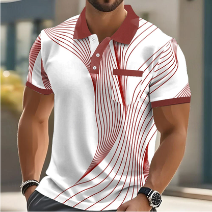 Polo de manga corta con cuello para hombre, estilo informal, para negocios, actividades al aire libre, ropa deportiva, uso diario, estampado 3D, botones, verano, negro, rojo y azul.