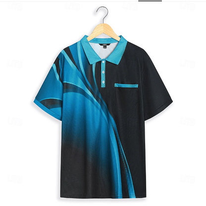 Polos con estampados gráficos geométricos y diseño de gofre para hombre, polos de manga corta, polos informales para salir, estampados, verano, primavera, amarillo, azul y morado.