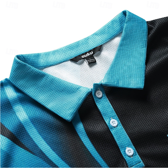 Polos con estampados gráficos geométricos y diseño de gofre para hombre, polos de manga corta, polos informales para salir, estampados, verano, primavera, amarillo, azul y morado.